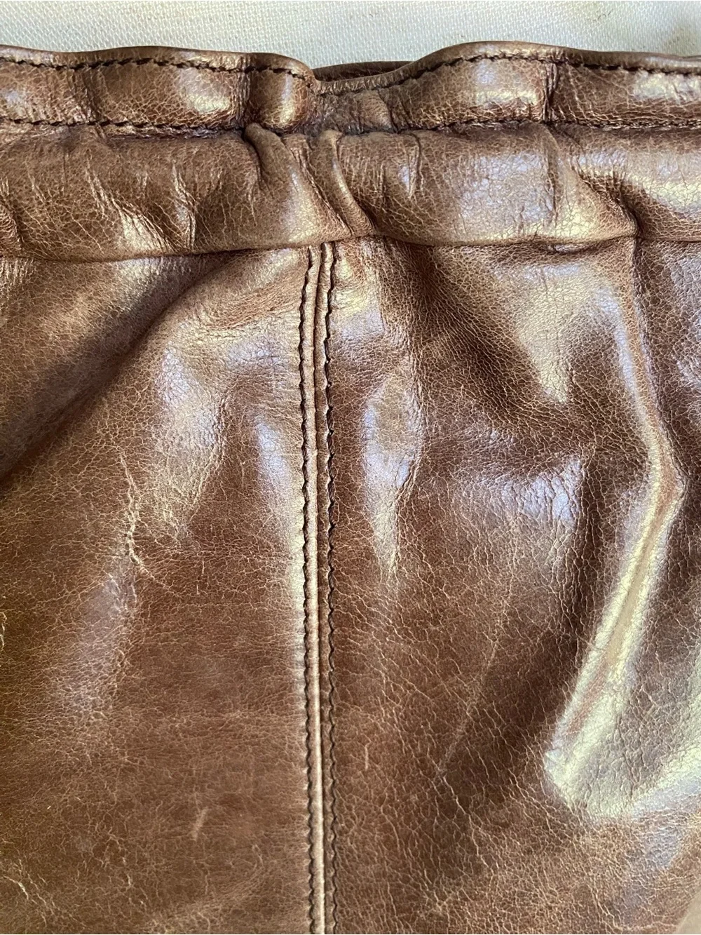 Vtg HOBO Distressed Brown Leather Womens‎ Braided Strap Magnetic Shoulder Bag